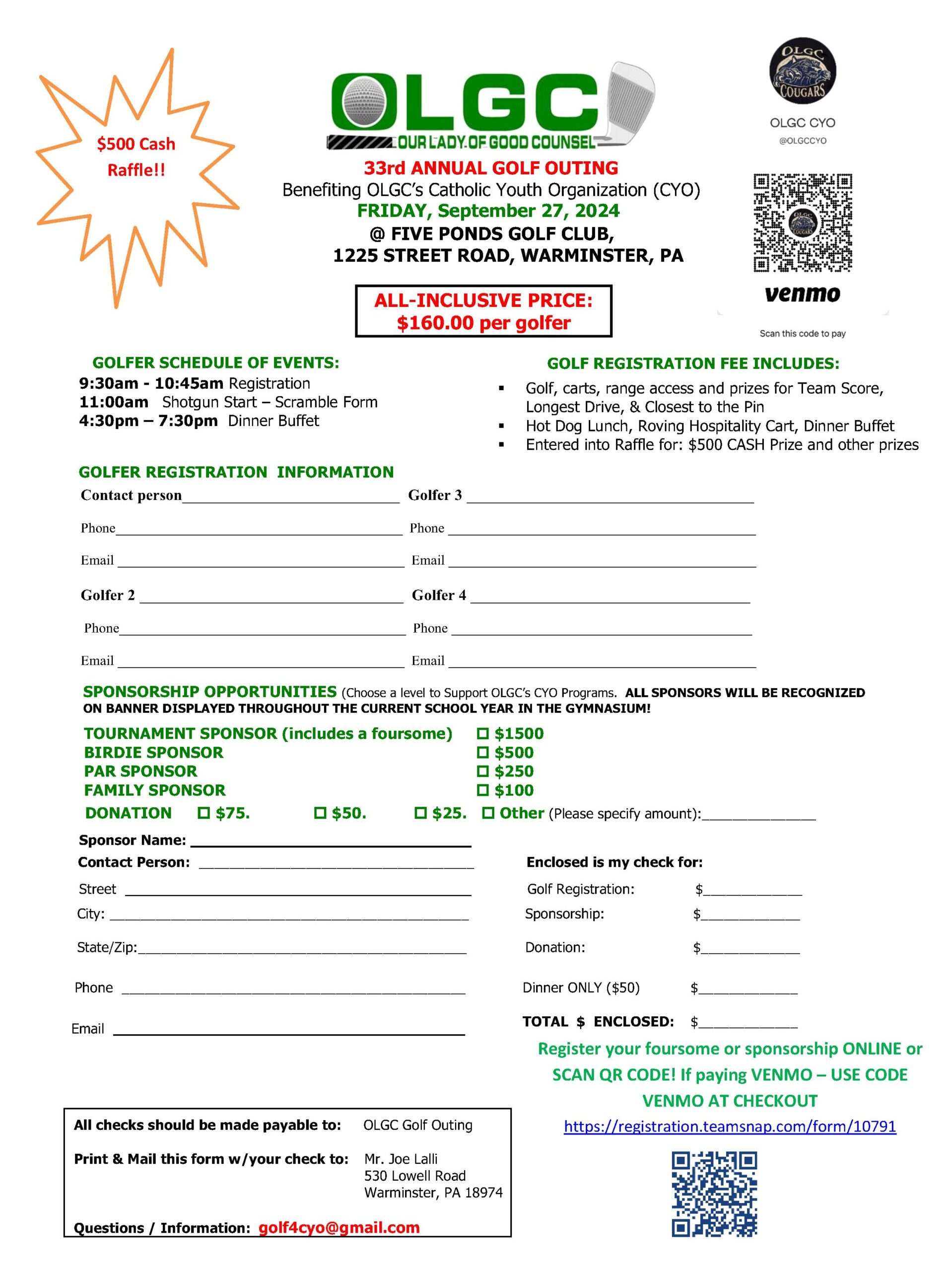 2024 OLGC Golf Registration Form